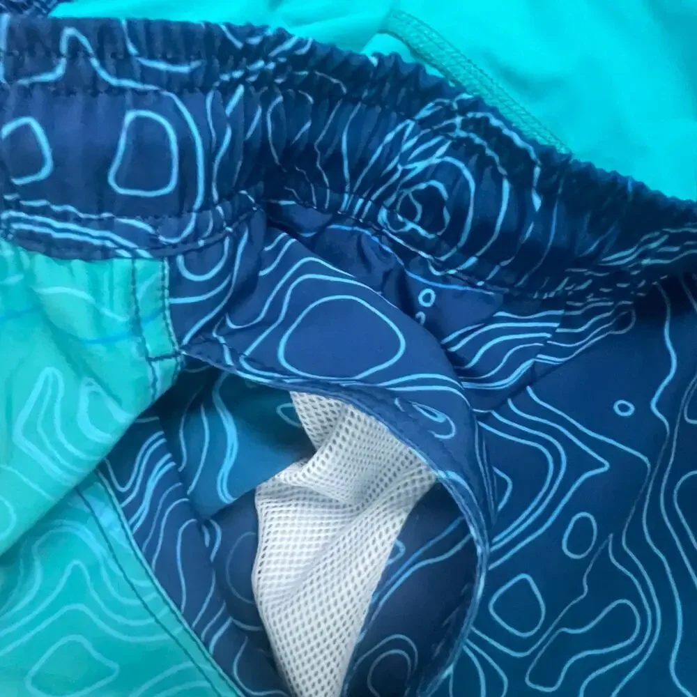Capelle Swim Trunks Shorts Men Size 3XL Blue Multi Pockets Inner Lining Pull On